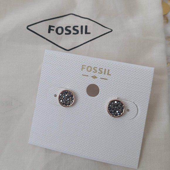 Fossil Jewelry - 6.5mm Fossil Rose Gold Studs